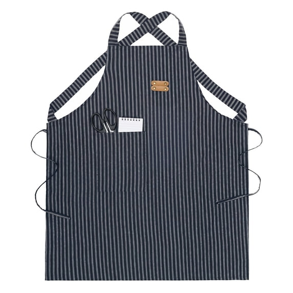 Unique Bargains Durable Polyester Kitchen Apron with Pockets for Cooking 26.4x30.7in Black
