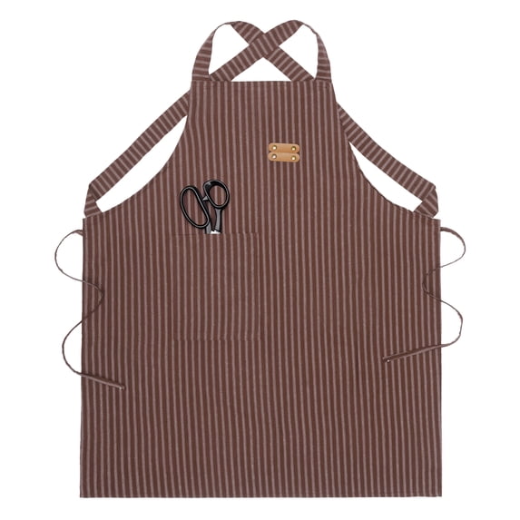 Unique Bargains Durable Polyester Kitchen Apron with Pockets for Cooking 26.4x30.7in Brown