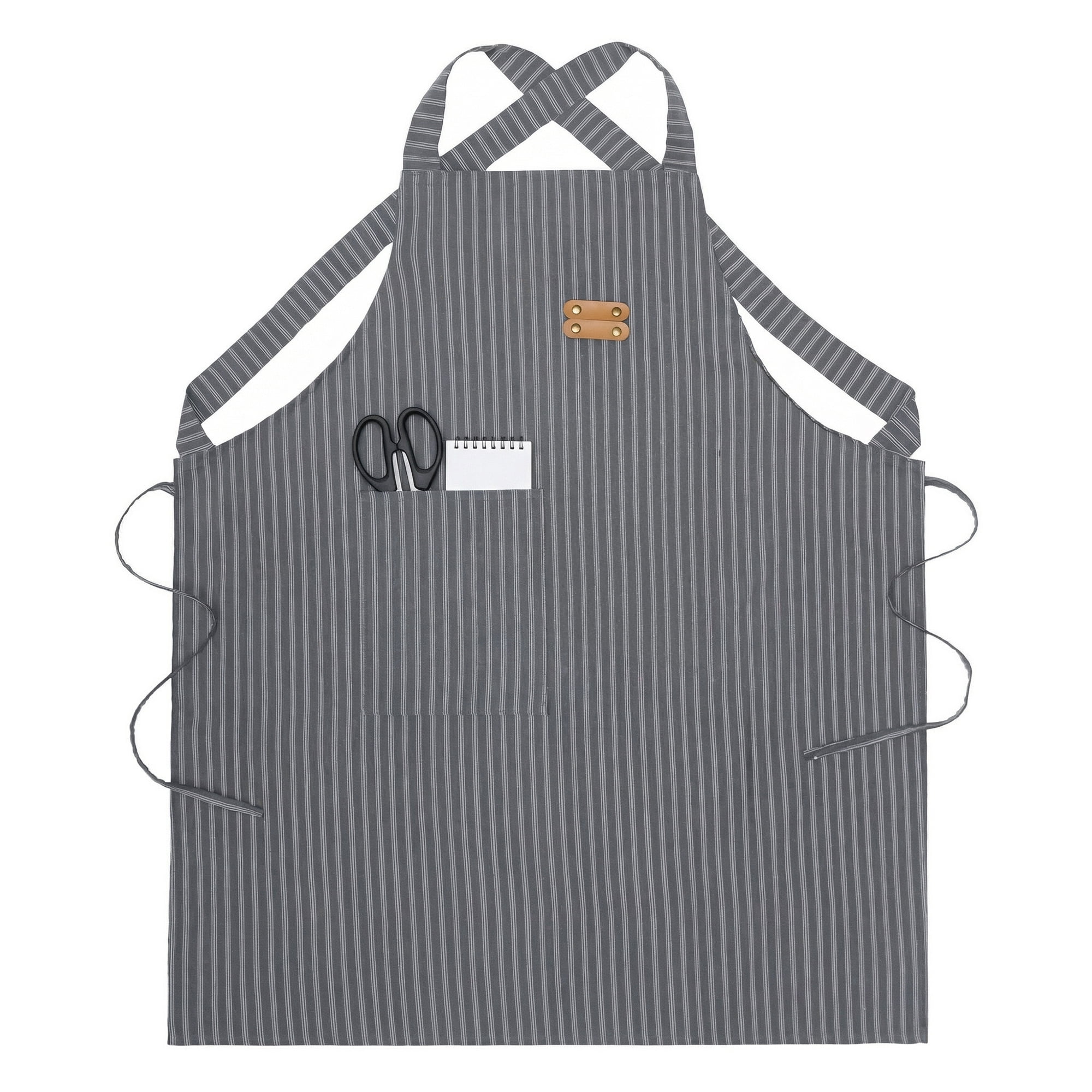 Unique Bargains Durable Polyester Kitchen Apron with Pockets for Cooking 26.4x30.7in Gray