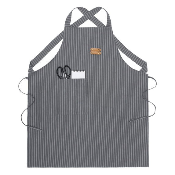 Unique Bargains Durable Polyester Kitchen Apron with Pockets for Cooking 26.4x30.7in Gray