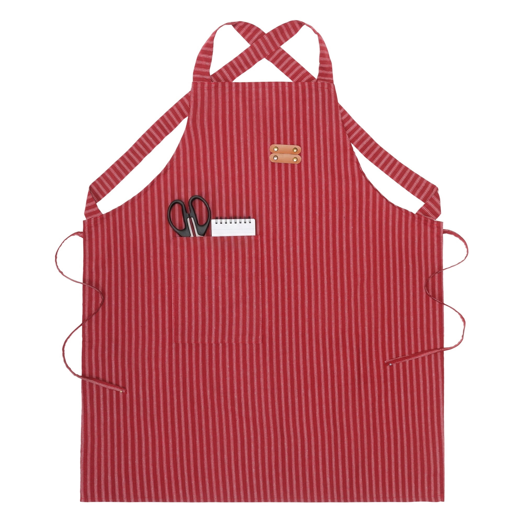 Unique Bargains Durable Polyester Kitchen Apron with Pockets for Cooking 26.4x30.7in Red