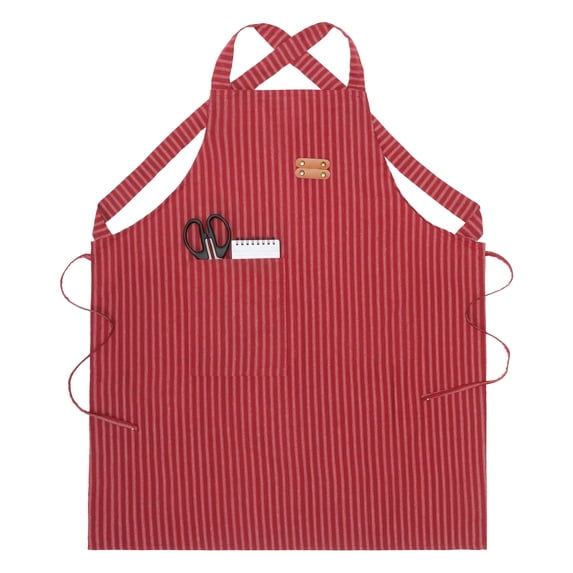 Unique Bargains Durable Polyester Kitchen Apron with Pockets for Cooking 26.4x30.7in Red