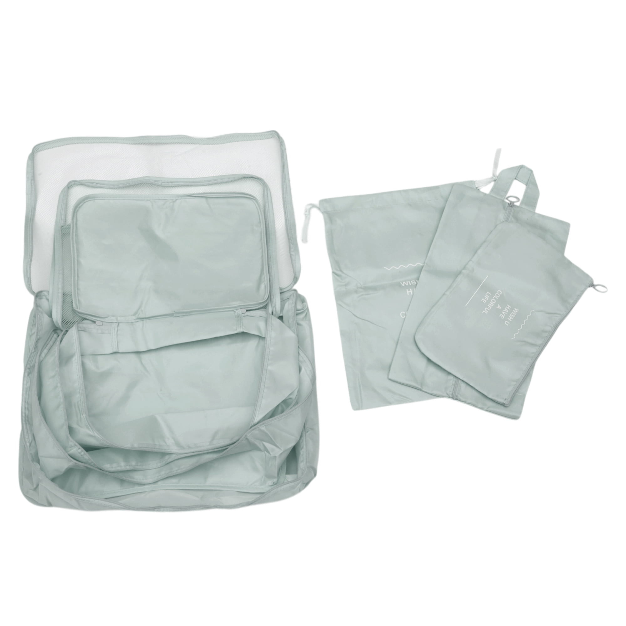 Unique Bargains Durable Portable Packing Cube Set with 7 Different Sized Bags Gray