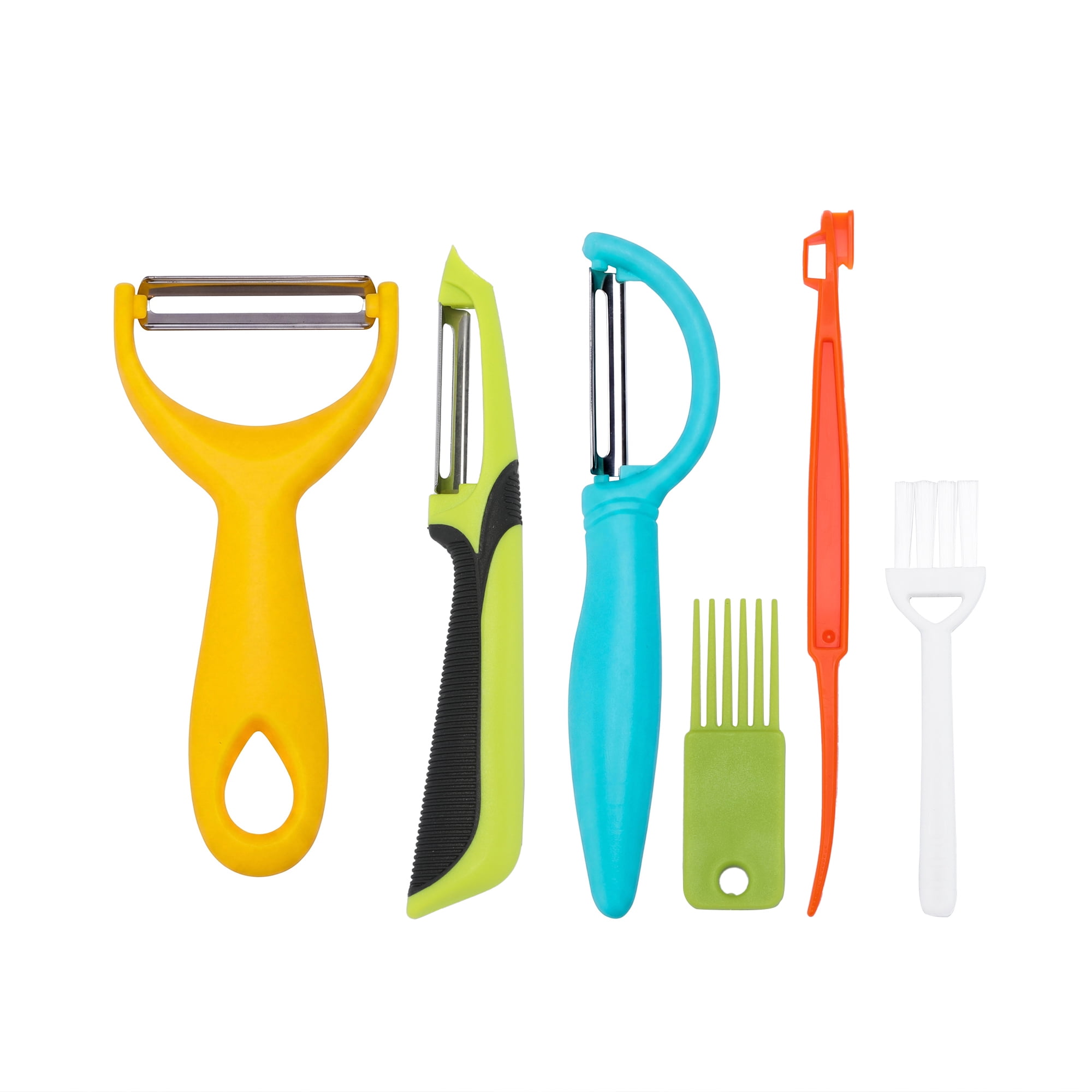 Unique Bargains Durable Potato and Orange Peeler with Ergonomic Handle Colorful 6Pcs