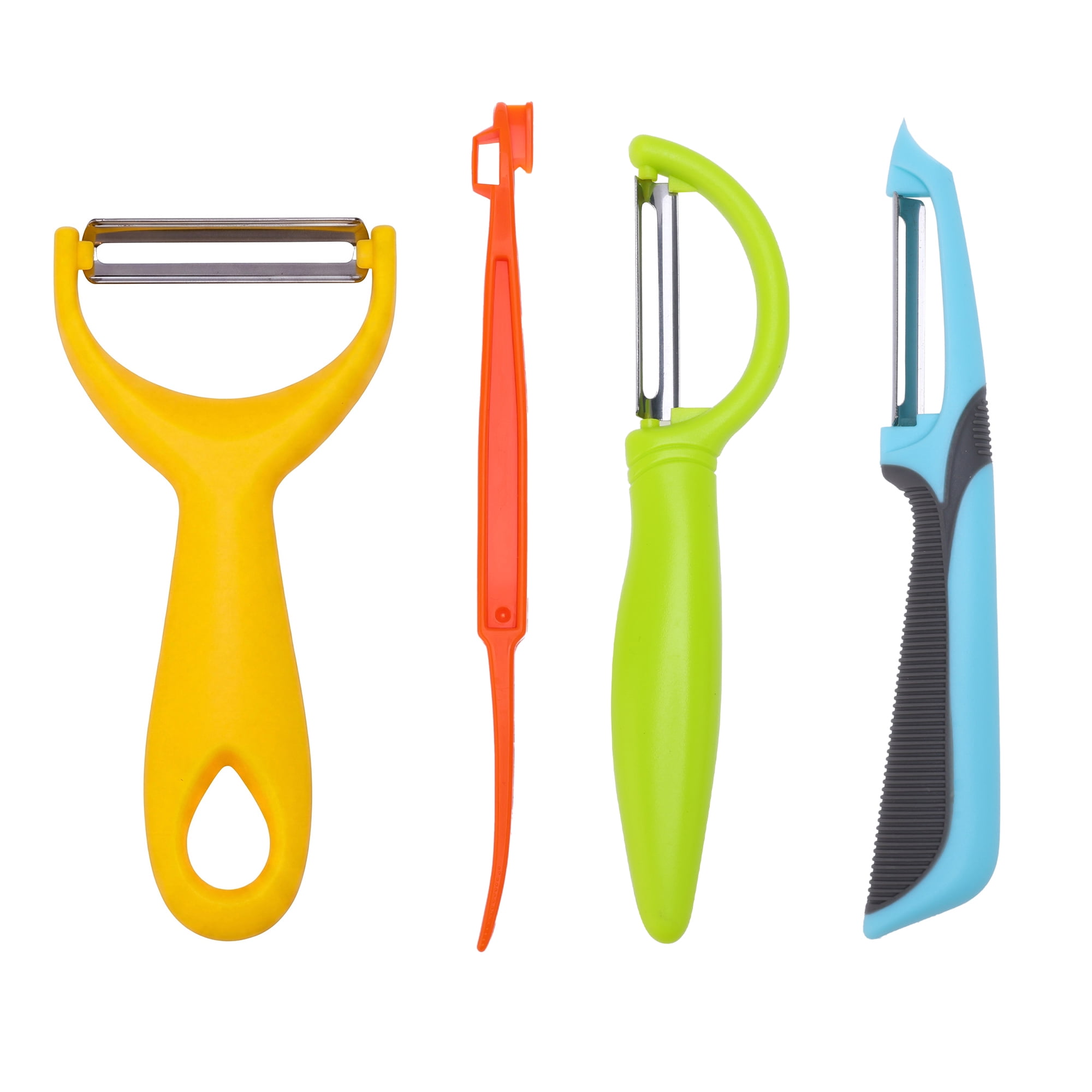 Unique Bargains Durable Potato and Orange Peeler with Ergonomic Handle Colorful-Blue 4Pcs