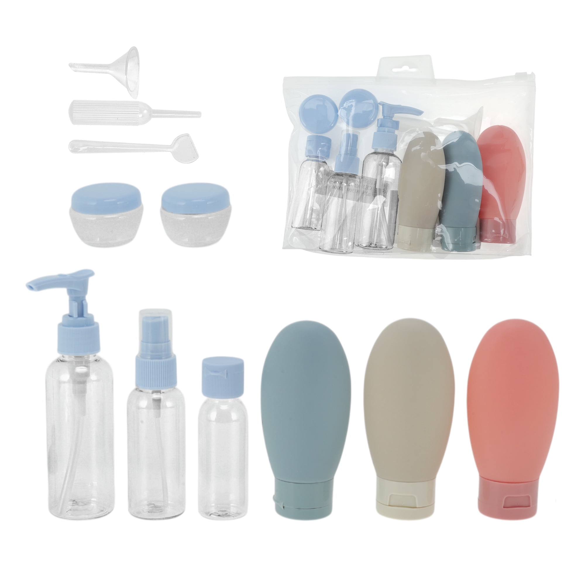 Unique Bargains Durable Reusable Travel Container Set of 8 Pcs Blue, Beige, Light Pink