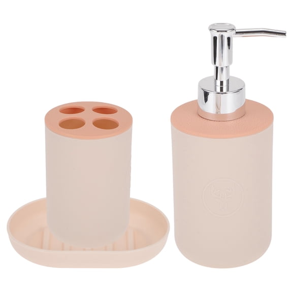 Unique Bargains Durable Round Bathroom Accessories Kit 3Pcs Pink