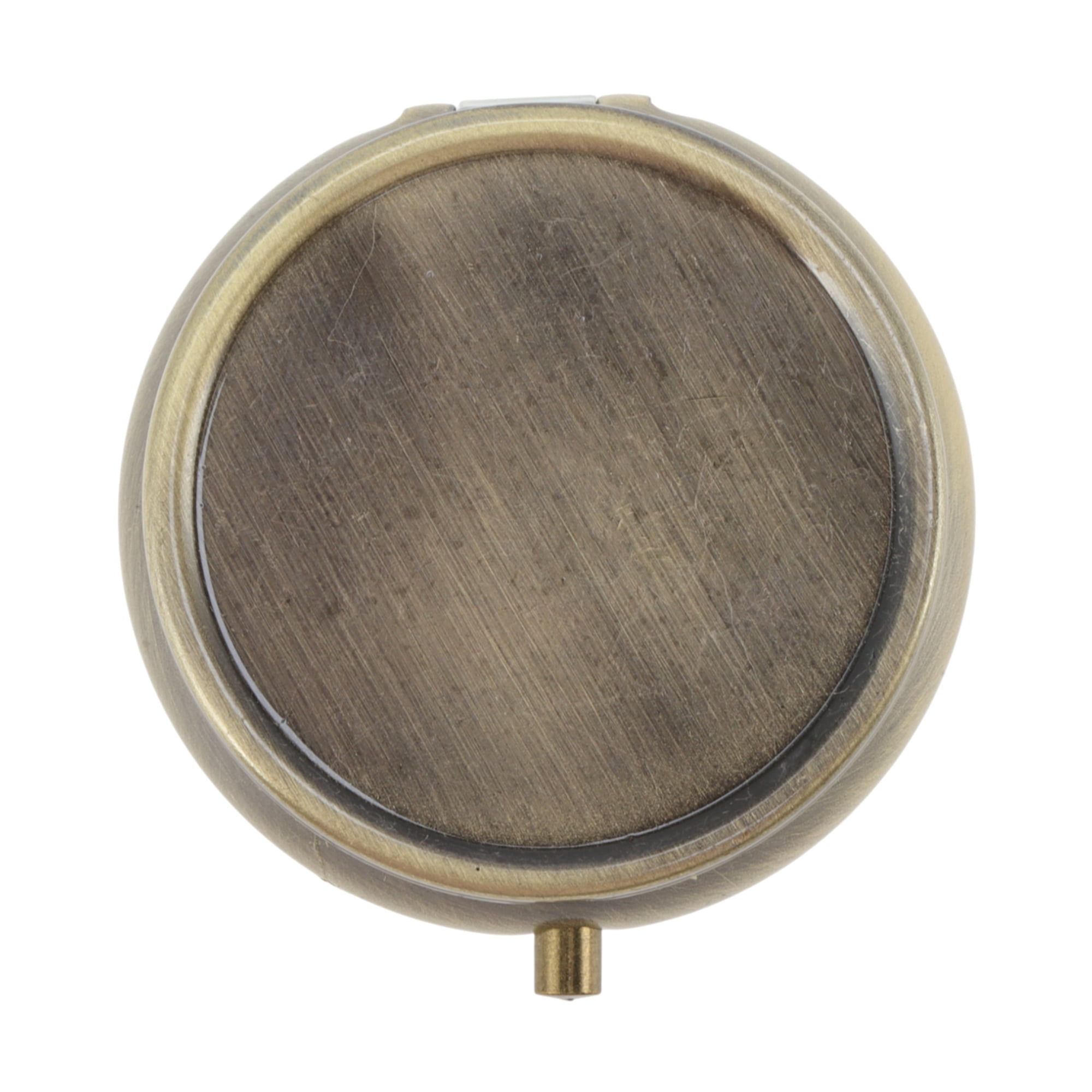Unique Bargains Durable Round Matte Pill Case Gold Tone 1 Pc [1 Grid] Gold Tone