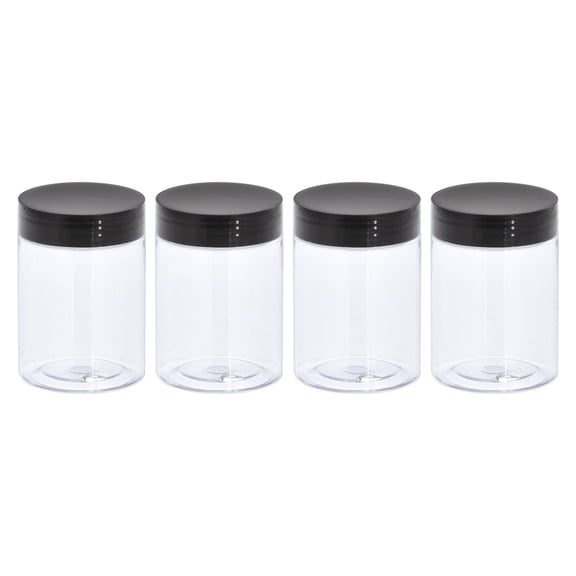 Unique Bargains Durable Round Plastic Screw Lid Broad-Mouth Empty Jars 50mm x 72mm 4Pcs