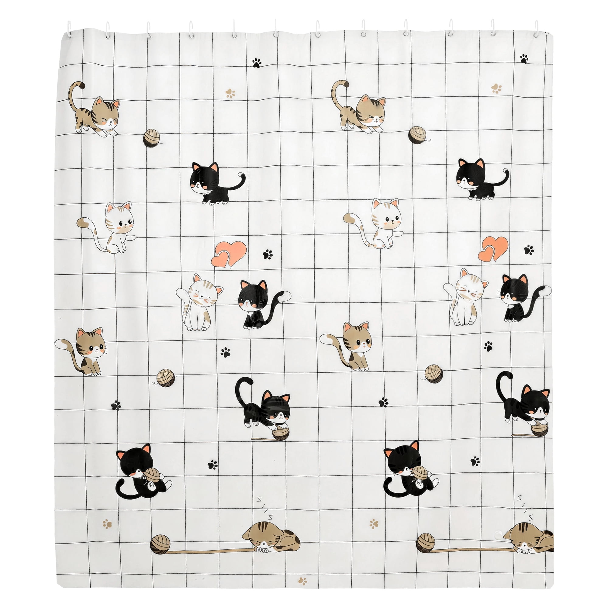 Unique Bargains Durable Shower Curtain Measuring 70.87x78.74 Inches One Piece Cat