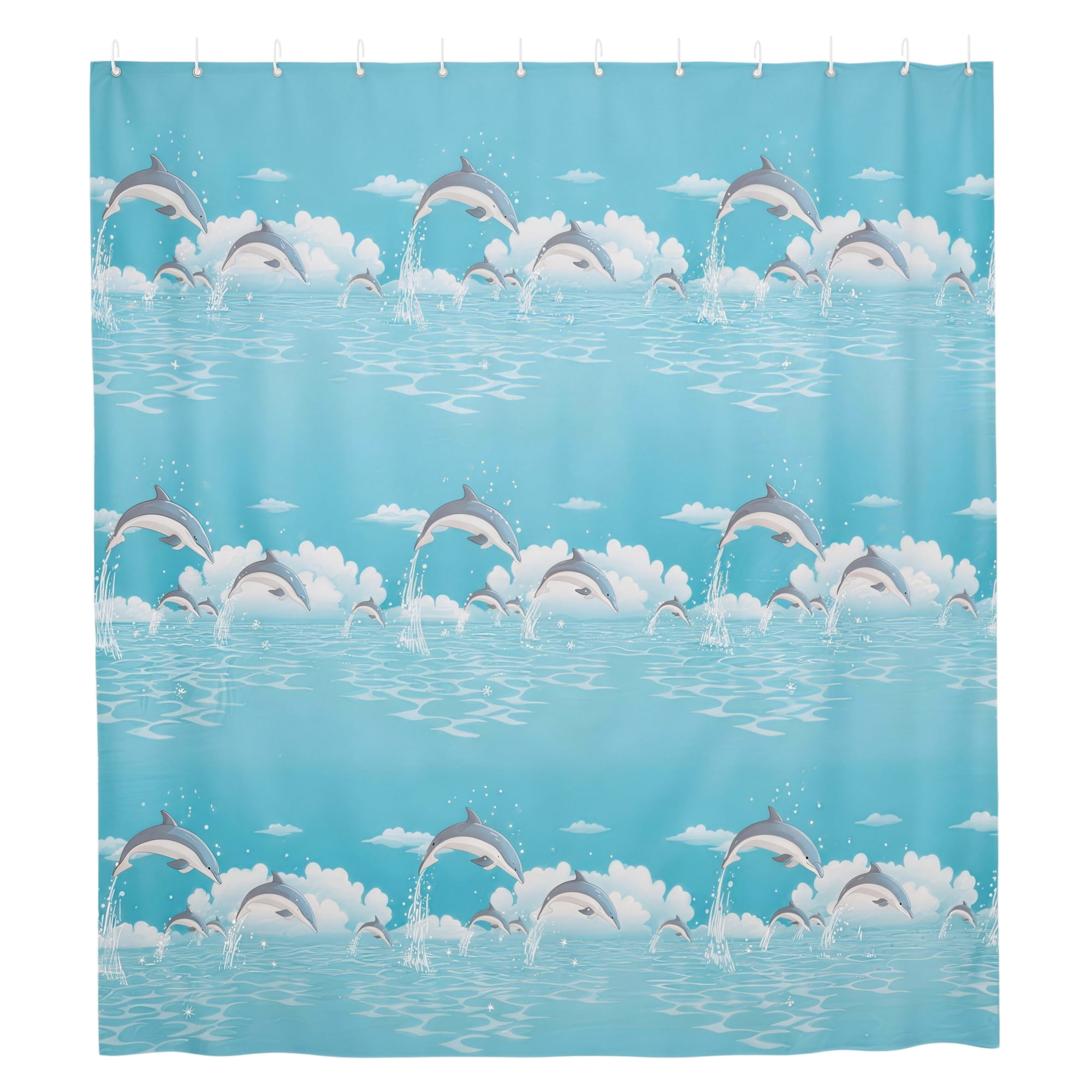 Unique Bargains Durable Shower Curtain Measuring 70.87x78.74 Inches One Piece Dolphin