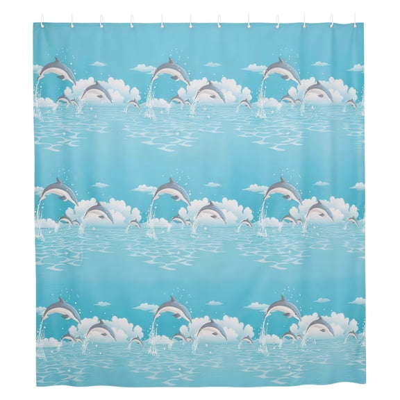 Unique Bargains Durable Shower Curtain Measuring 70.87x78.74 Inches One Piece Dolphin