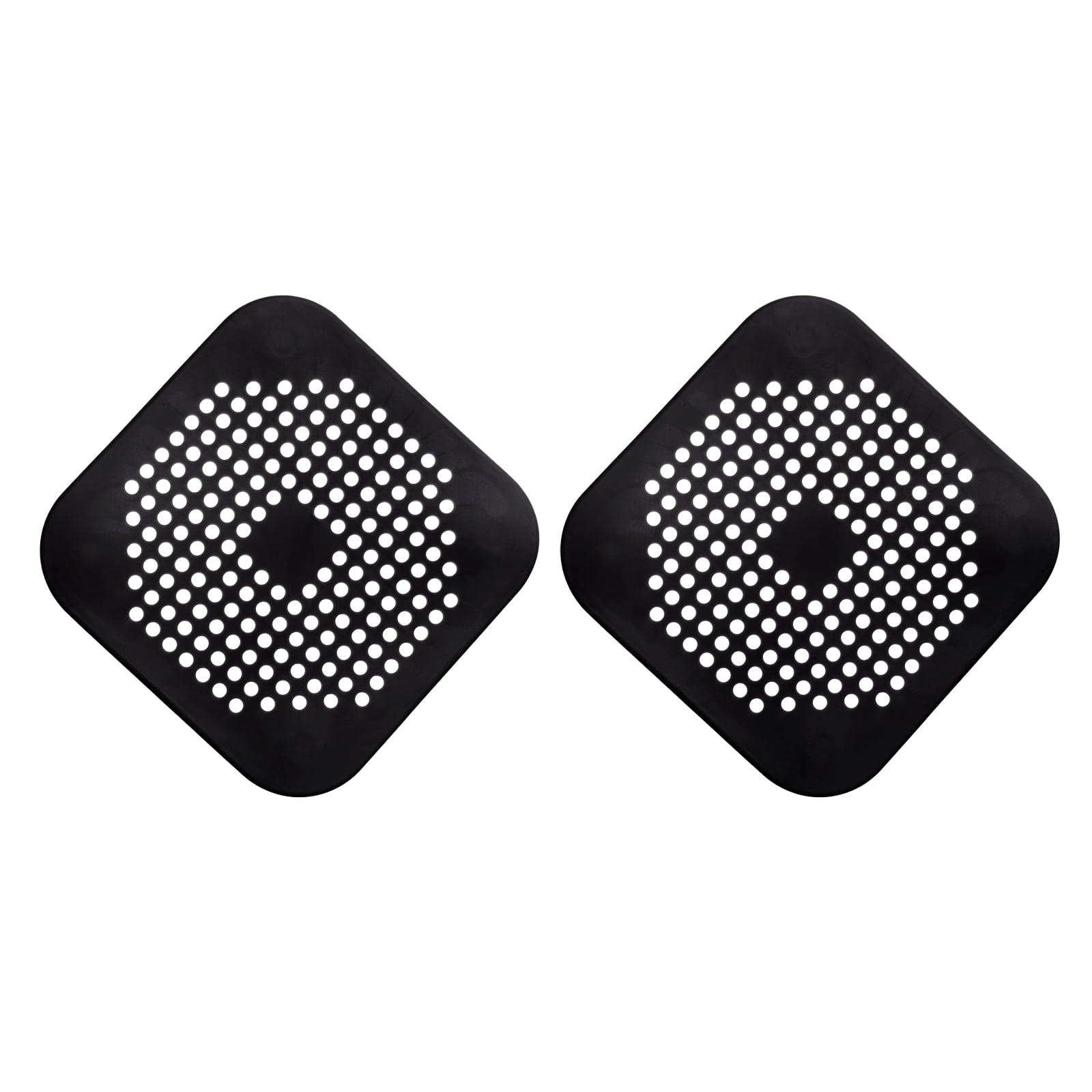 Unique Bargains Durable Shower Drain Hair Catcher Silicone Strainer 5.7" Black 2Pcs