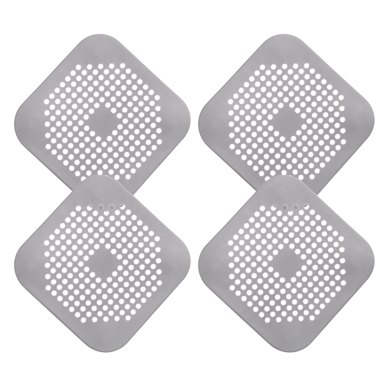 Unique Bargains Durable Shower Drain Hair Catcher Silicone Strainer 5.7" Grey 4Pcs