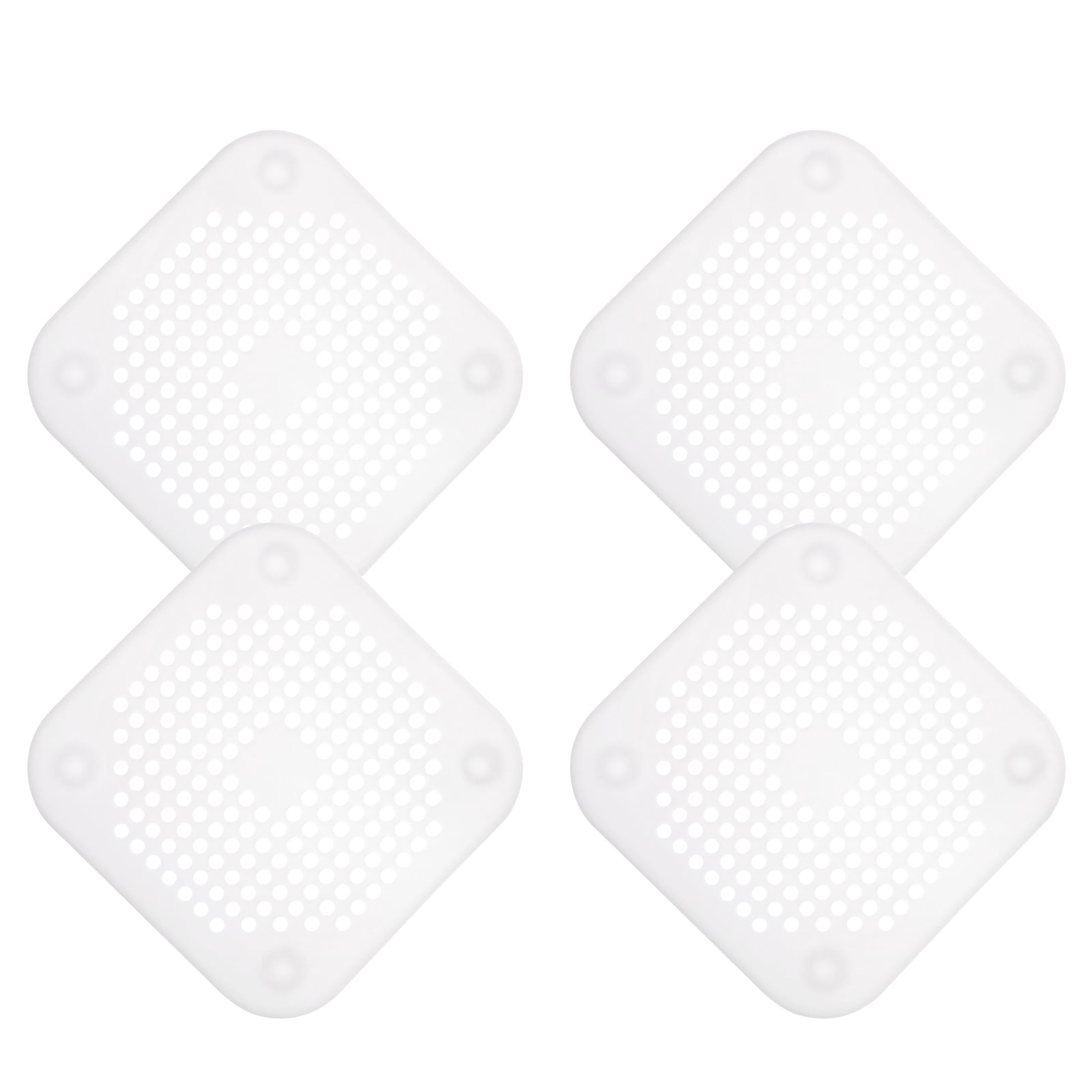 Unique Bargains Durable Shower Drain Hair Catcher Silicone Strainer 5.7" White 4Pcs