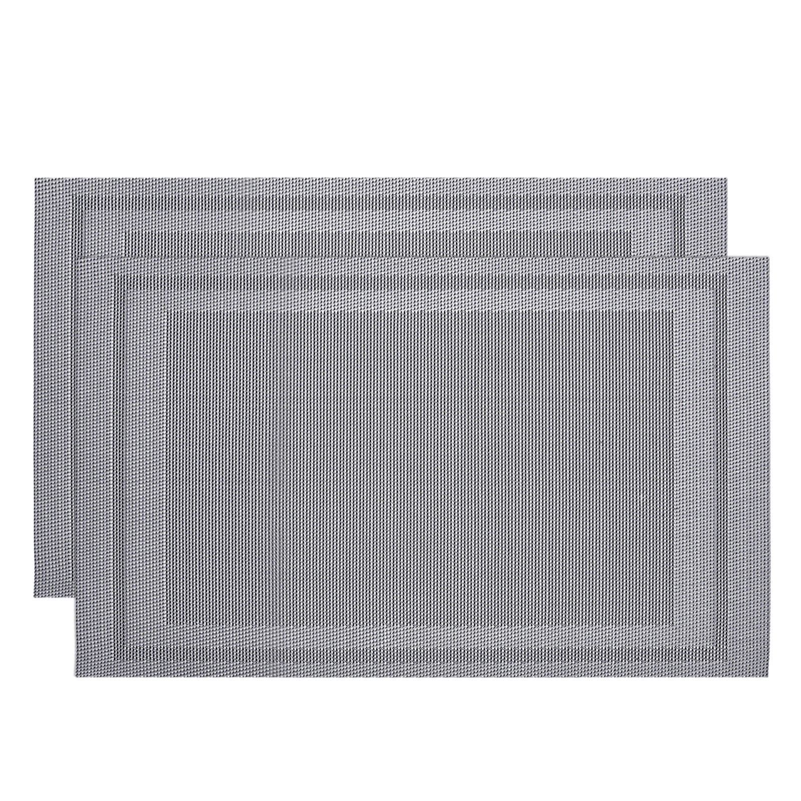 Unique Bargains Durable Square PVC Washable Woven Table Mats for Restaurant Use Silver