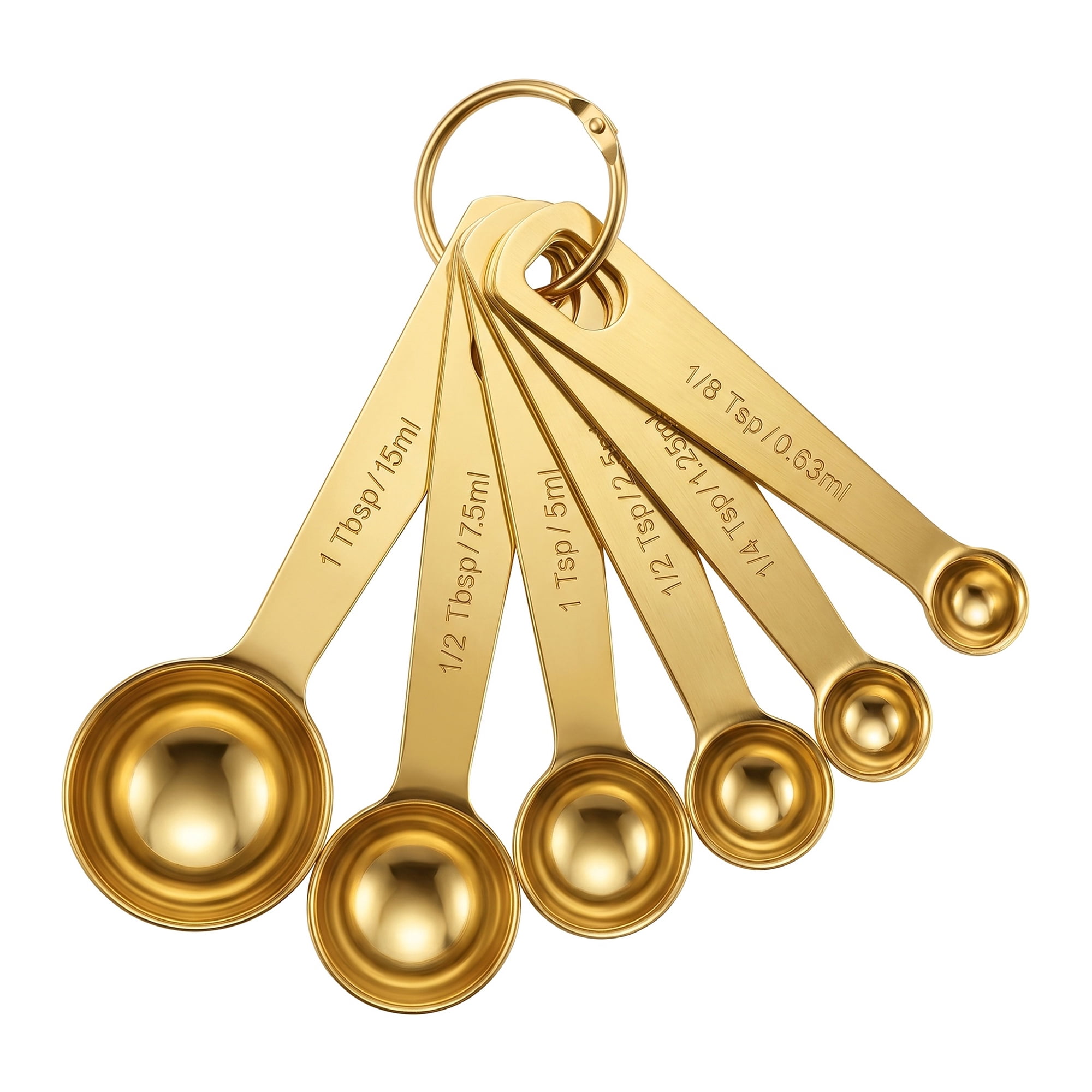 Unique Bargains Durable Steel Measuring Rust Resistant Metal Spoons Gold-A 6Pcs