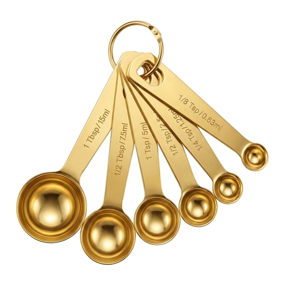Unique Bargains Durable Steel Measuring Rust Resistant Metal Spoons Gold-A 6Pcs