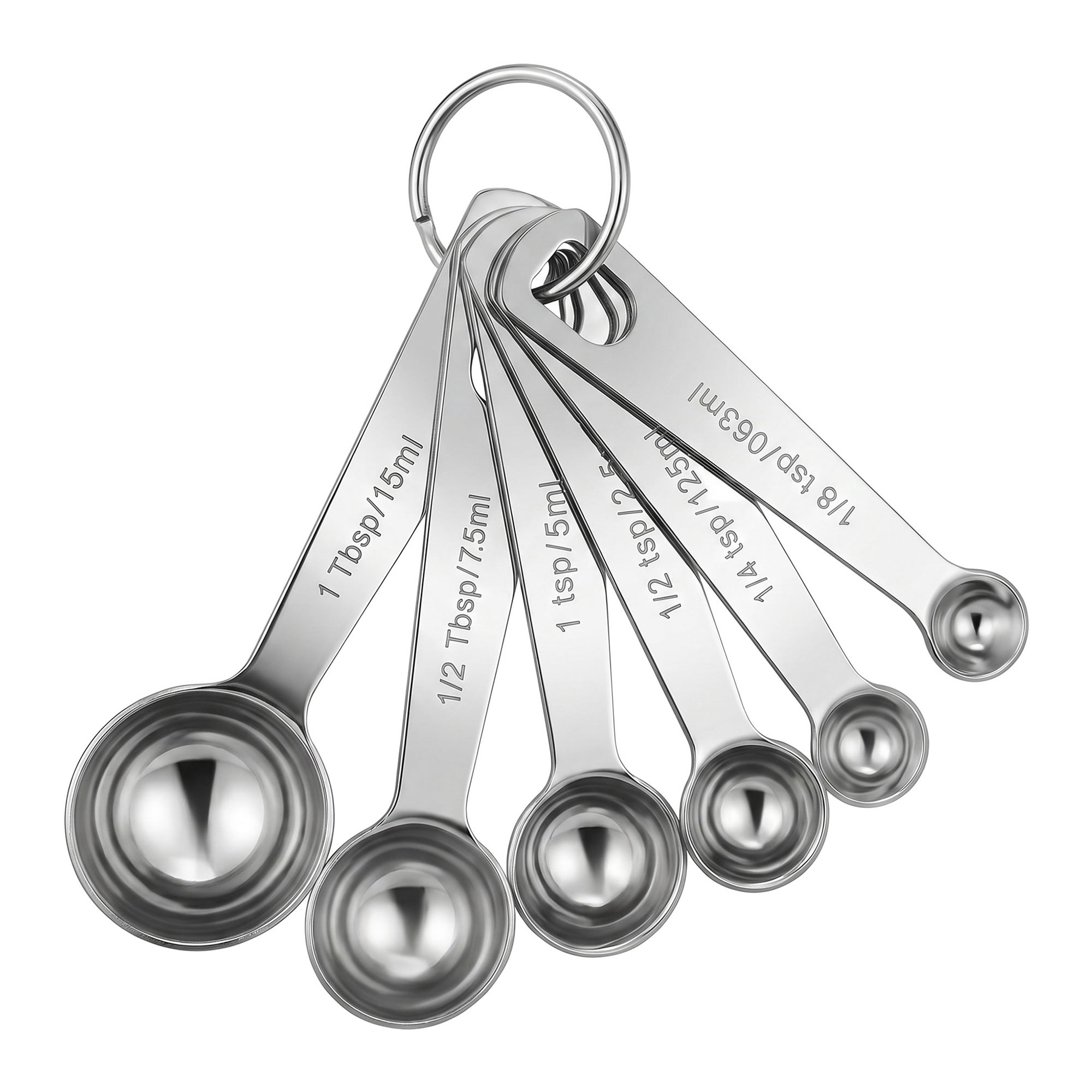 Unique Bargains Durable Steel Measuring Rust Resistant Metal Spoons Silver-A 6Pcs