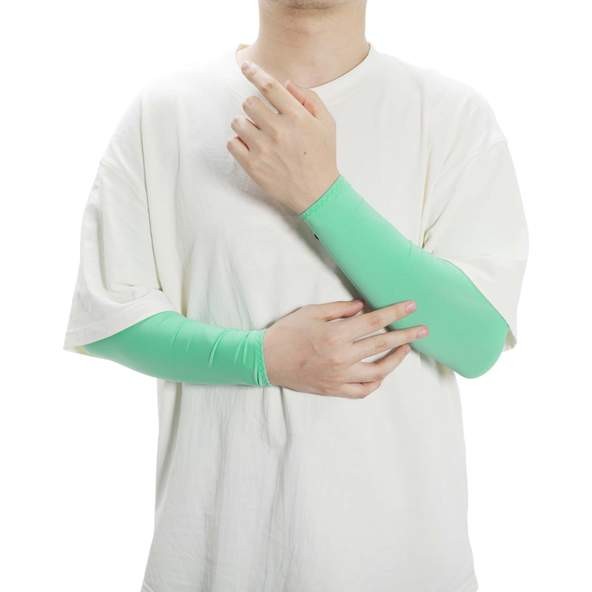 Unique Bargains Durable Sun Protection Cooling Arm Sleeves Mint Green 14.96"x4.72"
