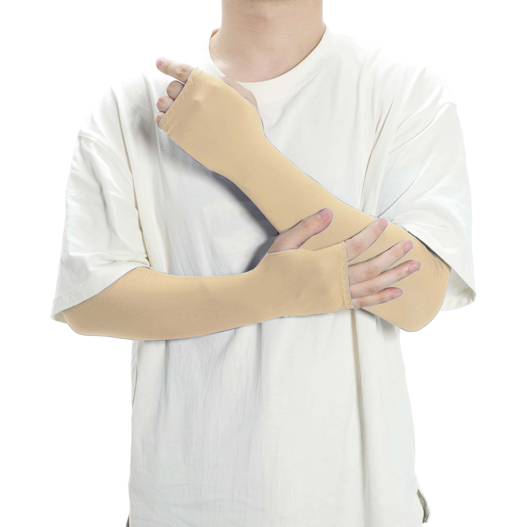 Unique Bargains Durable Sun Protection Cooling Arm Sleeves Skin Color 20.87"x4.72"