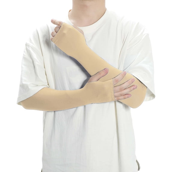 Unique Bargains Durable Sun Protection Cooling Arm Sleeves Skin Color 20.87"x4.72"