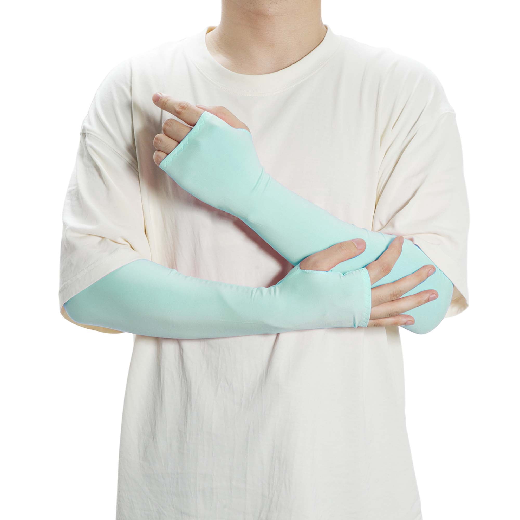 Unique Bargains Durable Sun Protection Cooling Arm Sleeves Sky Blue 20.87"x4.72"
