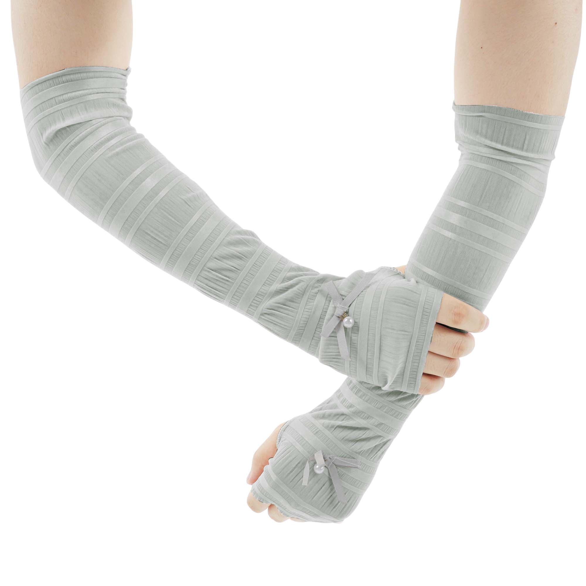 Unique Bargains Durable Sun Protection Cooling Compression Sleeves Gray 17.13"x3.54"