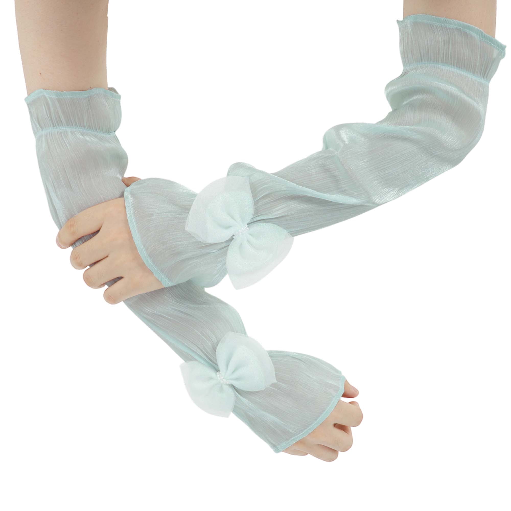 Unique Bargains Durable Sun Protection Cooling Compression Sleeves Light Blue 18.5"x6.69"