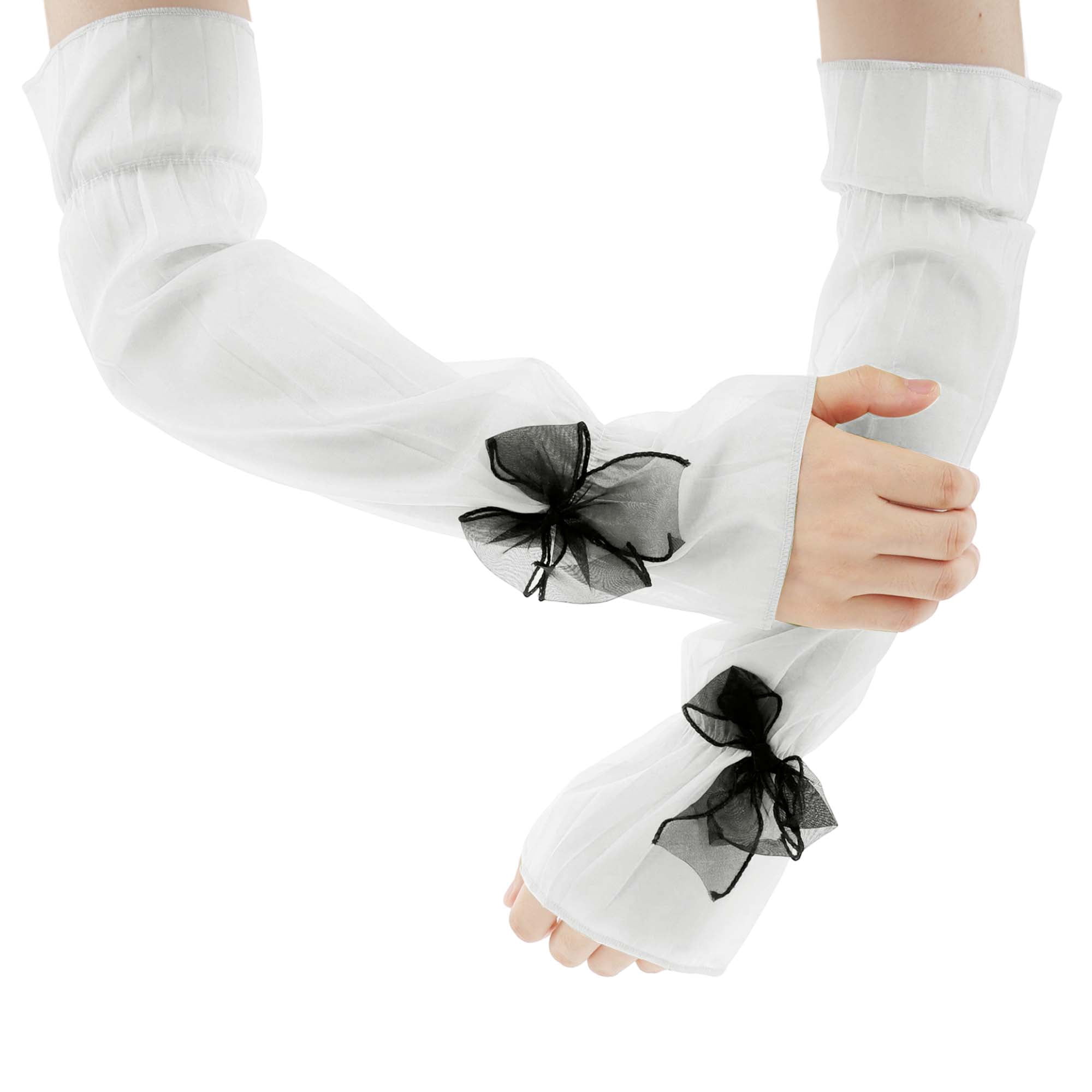 Unique Bargains Durable Sun Protection Cooling Compression Sleeves White 19.69"x5.91"
