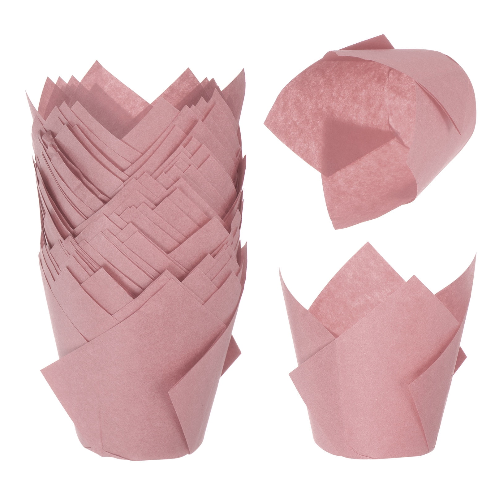 Unique Bargains Durable Tulip Baking Cups for Festivals and Special Occasions Pink
