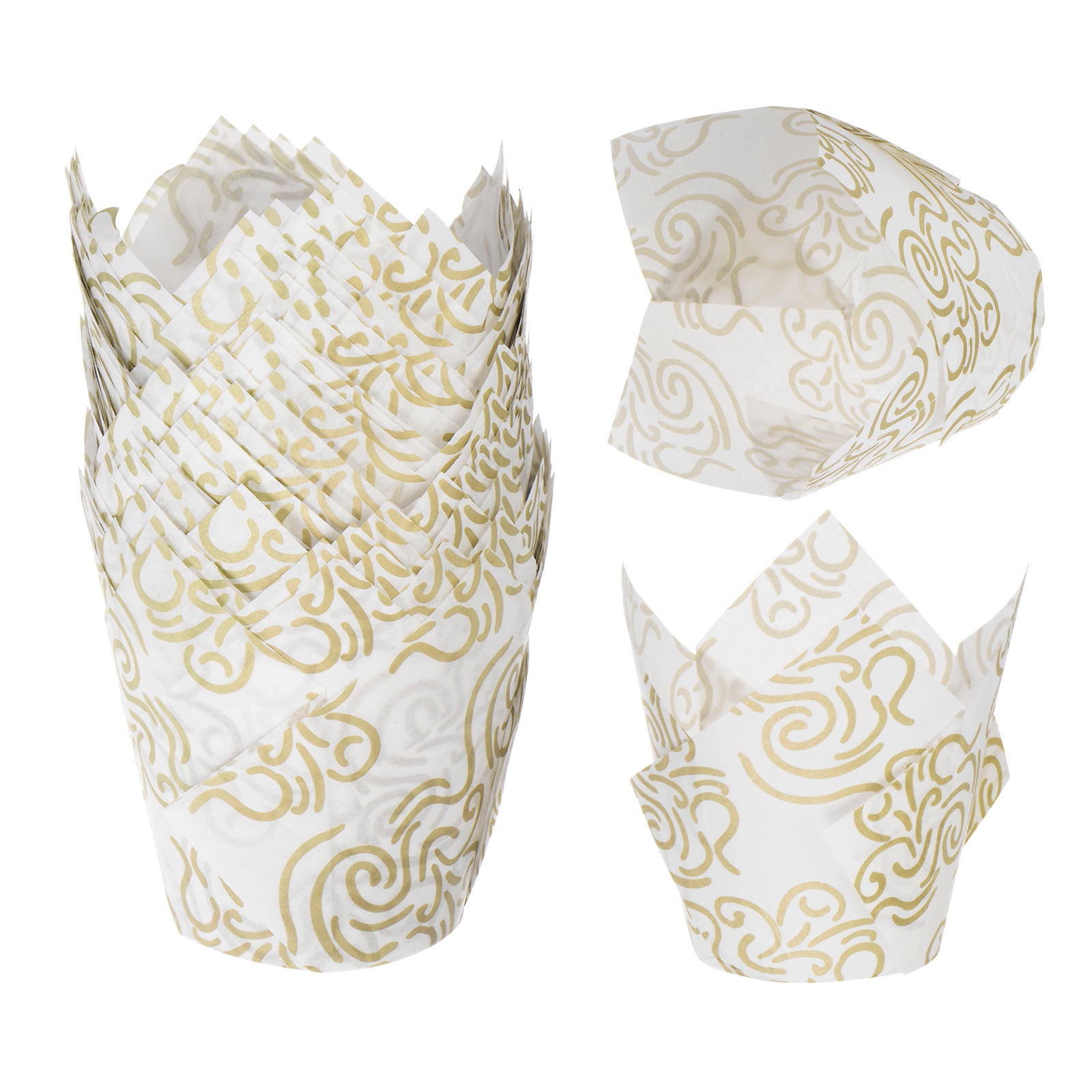 Unique Bargains Durable Tulip Baking Cups for Festivals and Special Occasions White