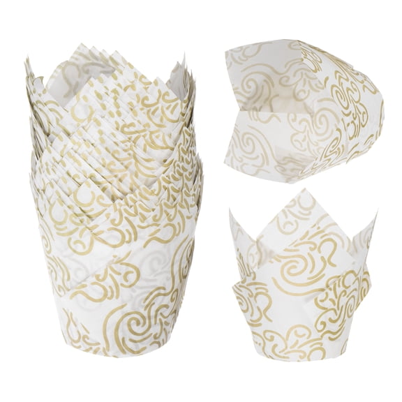 Unique Bargains Durable Tulip Baking Cups for Festivals and Special Occasions White