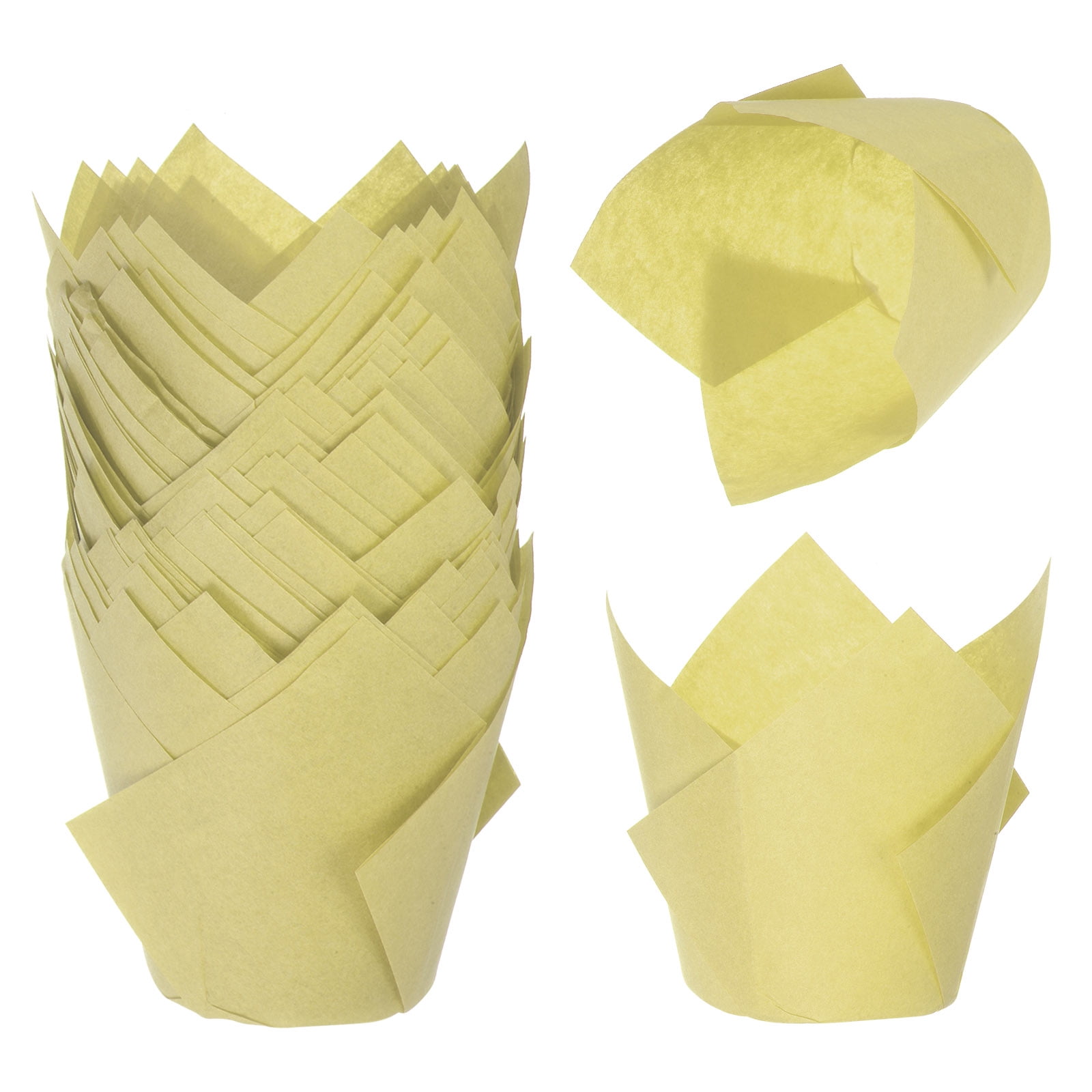 Unique Bargains Durable Tulip Baking Cups for Festivals and Special Occasions Yellow