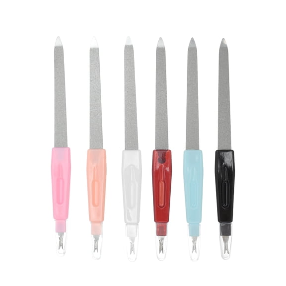 Unique Bargains Durable Two-in-one Nail Files 6 Pcs Mix Colors