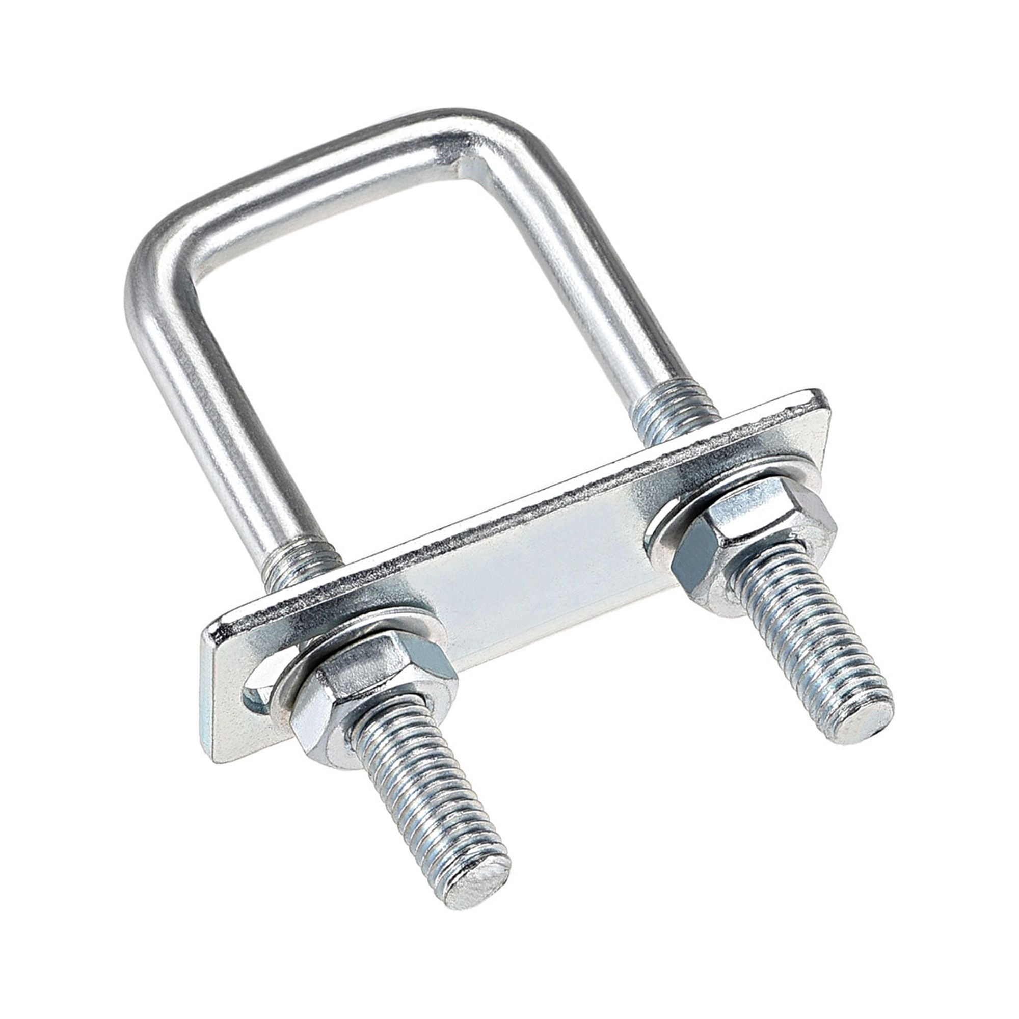 Unique Bargains Durable U-Bolts Carbon Steel with Nuts Plate Washers Silver 2.76"