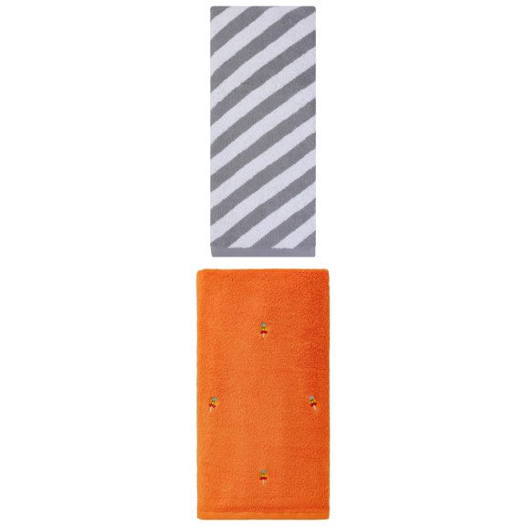 Unique Bargains Durable Washable Bath Towel 2 Pack Popsicle Orange/Grey 55" x 28"
