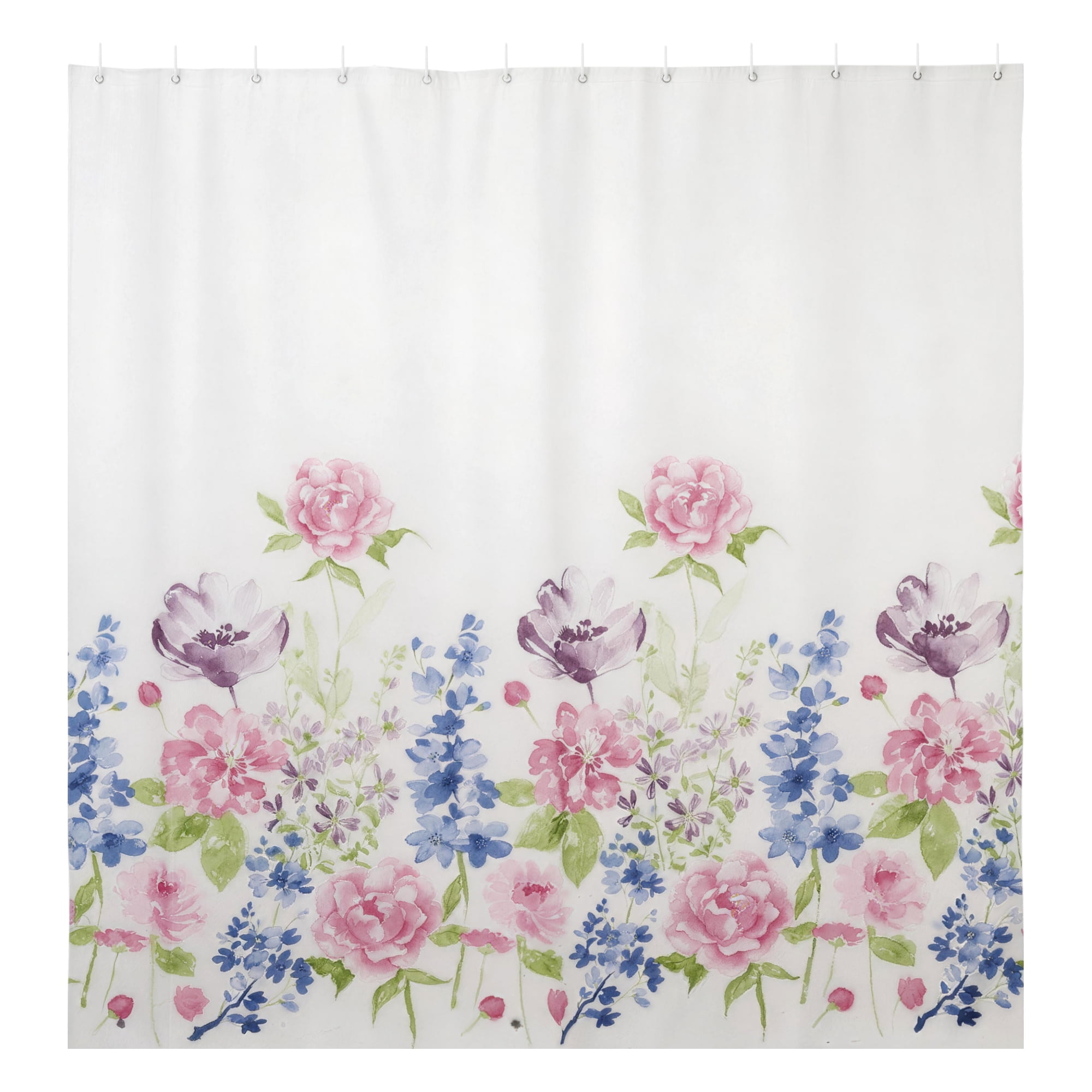 Unique Bargains Durable Waterproof Flower Pattern 70.87x70.87  Shower Curtain Set