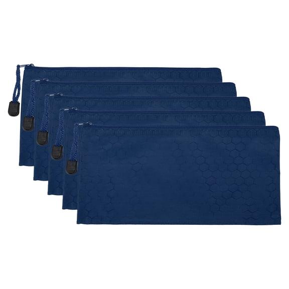 Unique Bargains Durable Waterproof Zipper File Holders for Office Travel Use Dark Blue