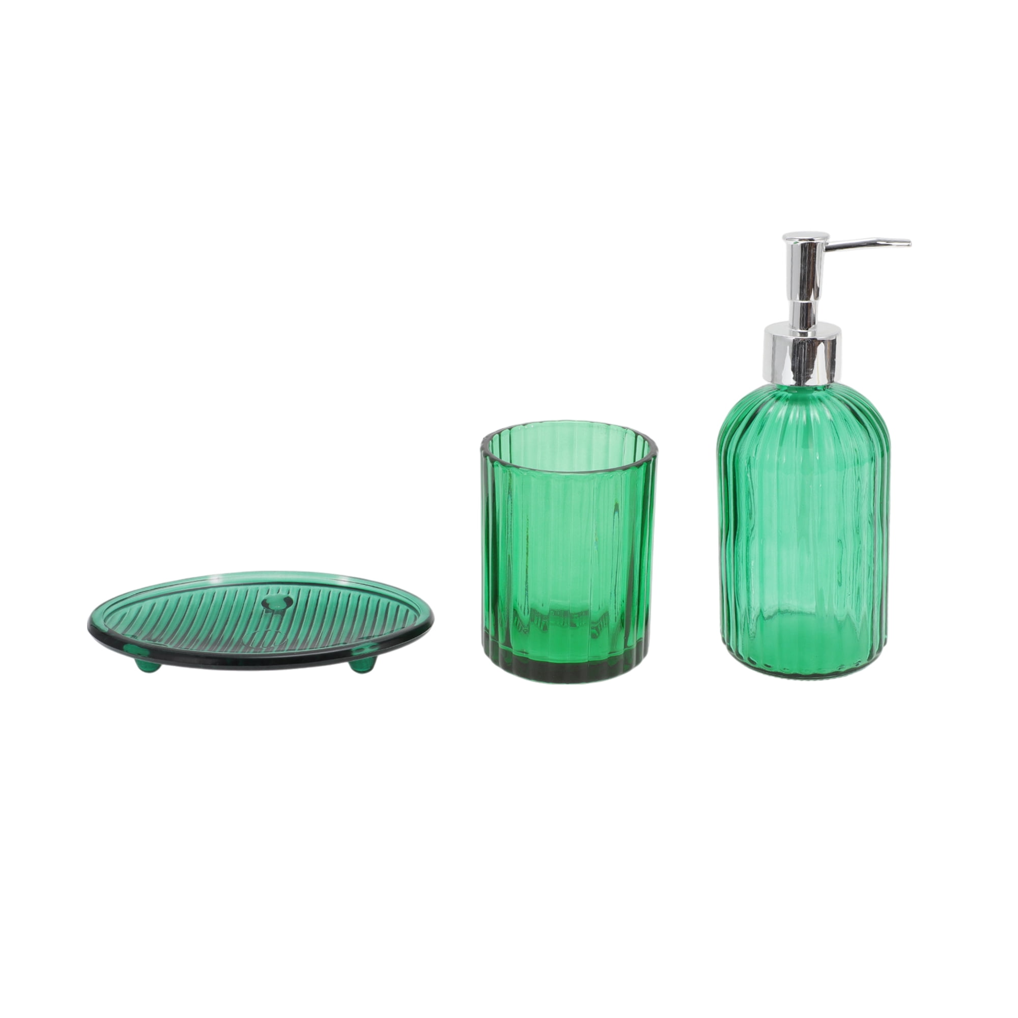 Unique Bargains Durable Waves Bathroom Accessories Kit 3Pcs Green