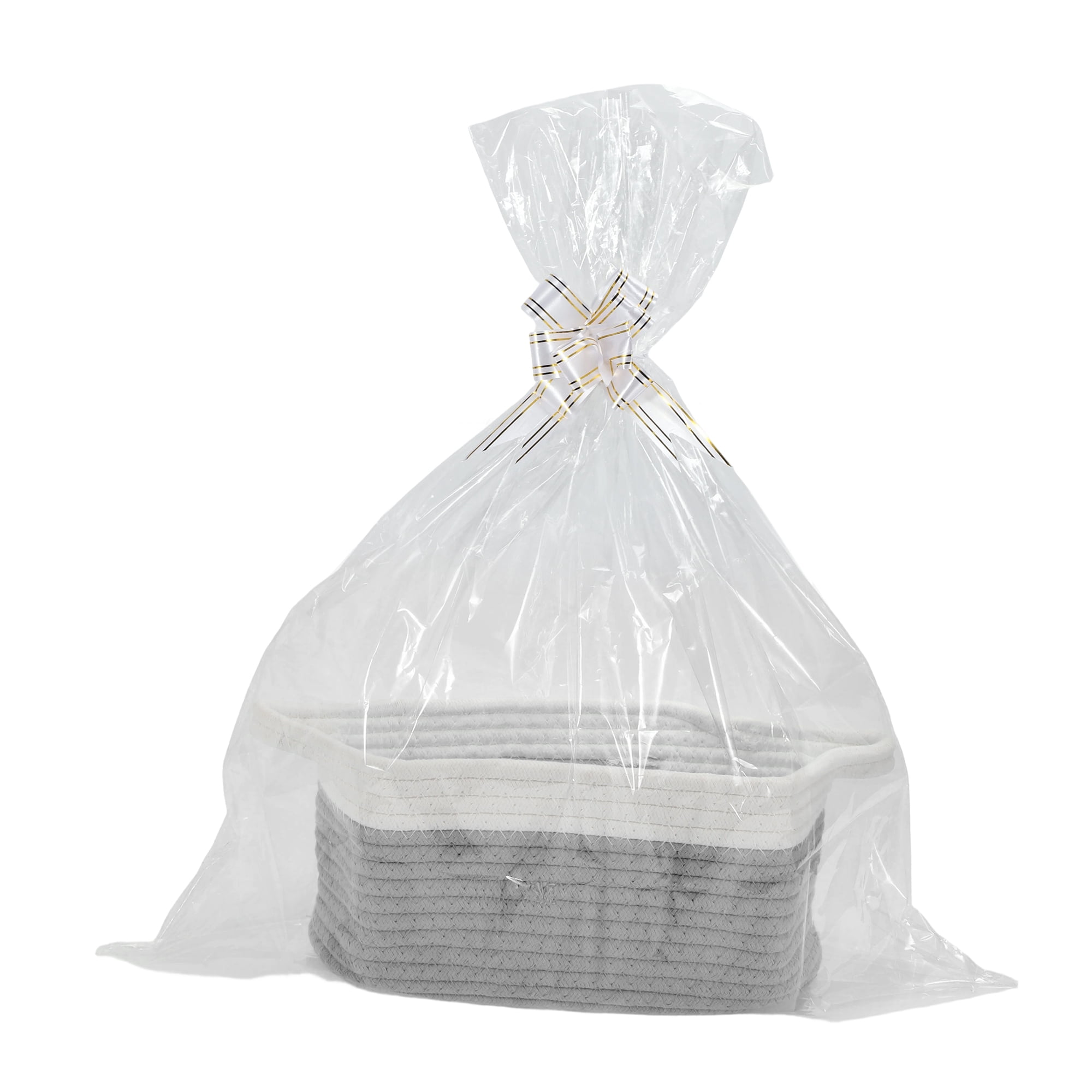 Unique Bargains Durable Woven Gift Decorative Basket Set 12x8x5 Inches Gray, White