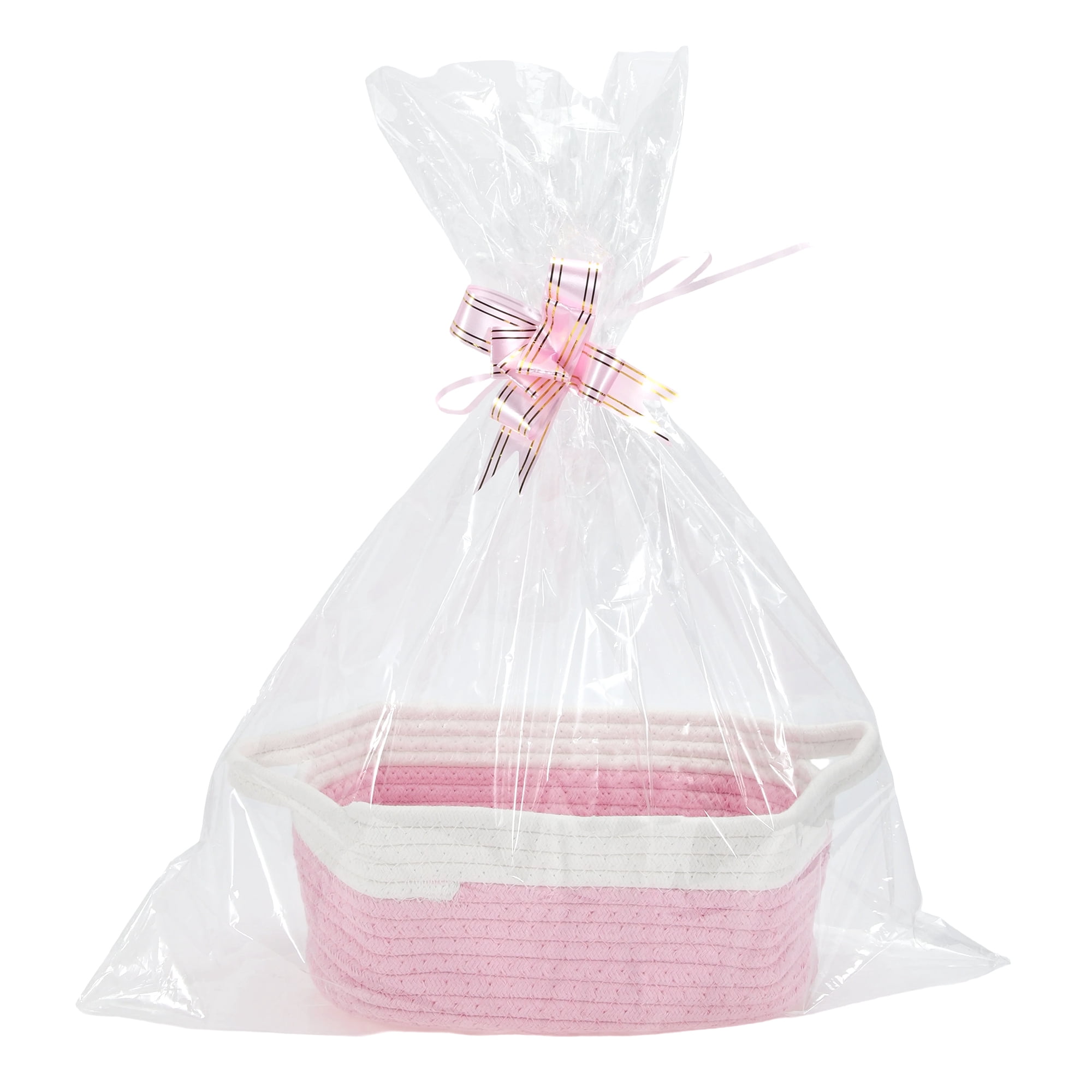 Unique Bargains Durable Woven Gift Decorative Basket Set 12x8x5 Inches Pink, White