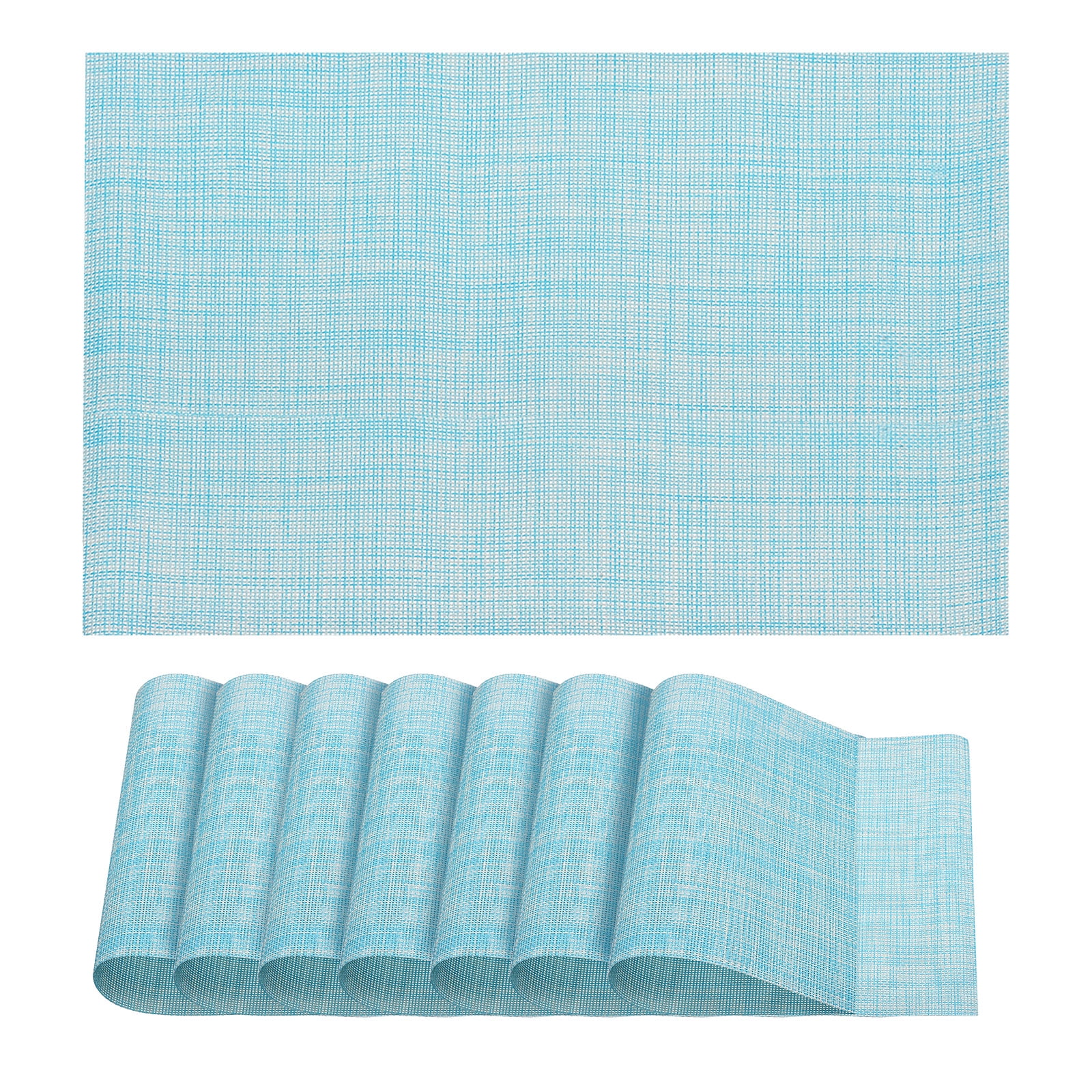 Unique Bargains Durable PVC Washable Woven Place Mat for Dining Tables and Home Use Blue 450x300mm