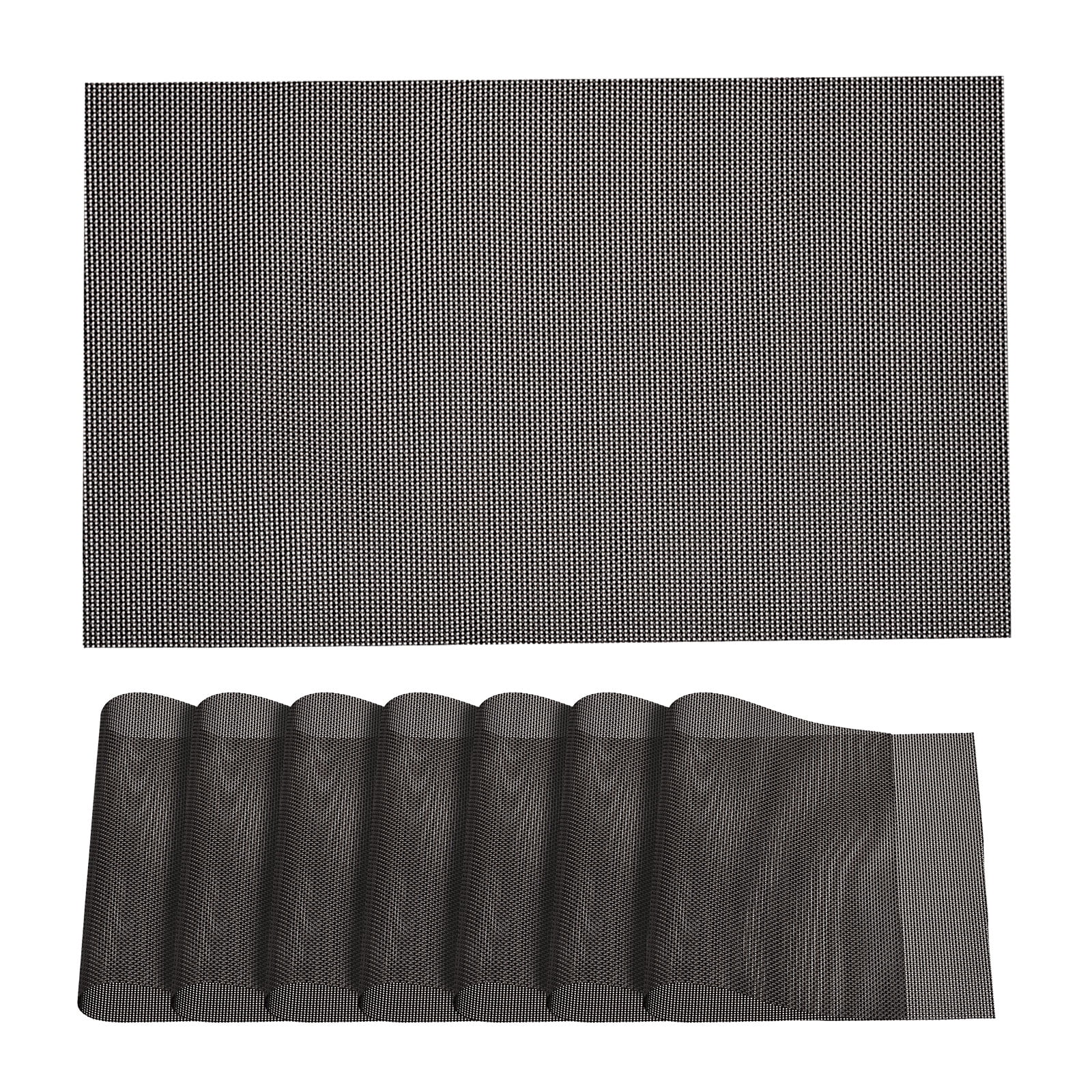 Unique Bargains Durable PVC Washable Woven Place Mat for Dining Tables and Home Use Brown