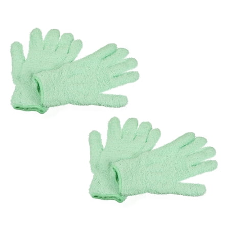 Unique Bargains Dusting Cleaning Gloves Microfiber Mitten Set Mint Green