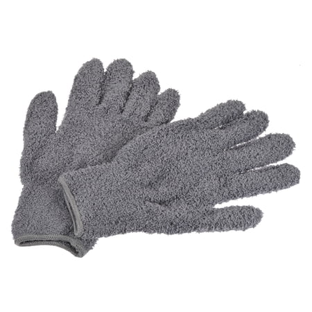 Unique Bargains Dusting Cleaning Gloves Microfiber Mittens Set Gray