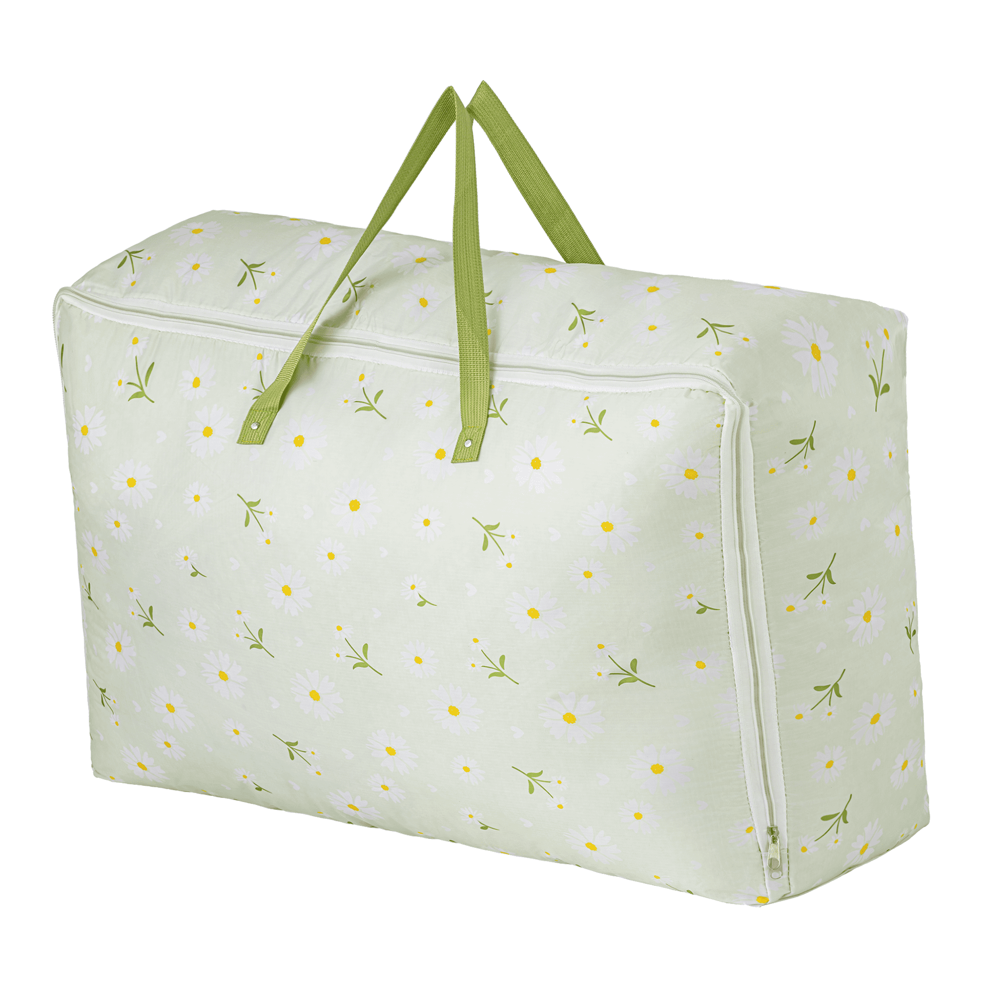 Unique Bargains Dustproof Floral Zipper Large Moving Bag Green 21.7" x 7.9" x 13.0"