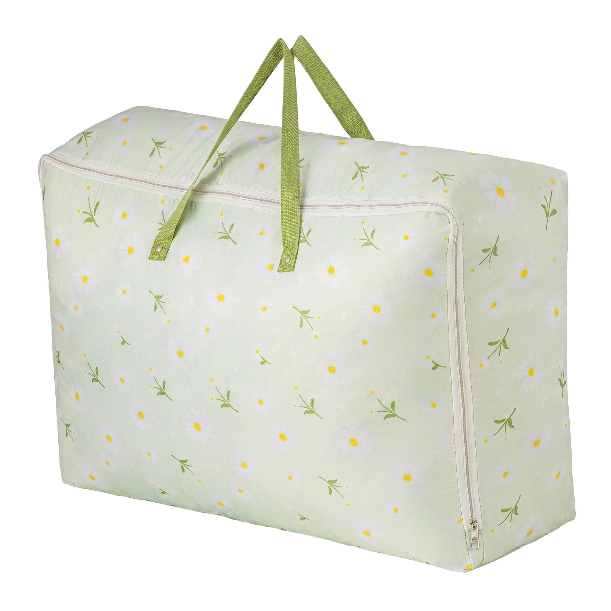 Unique Bargains Dustproof Floral Zipper Large Moving Bag Green 23.6" x 9.8" x 15.7"