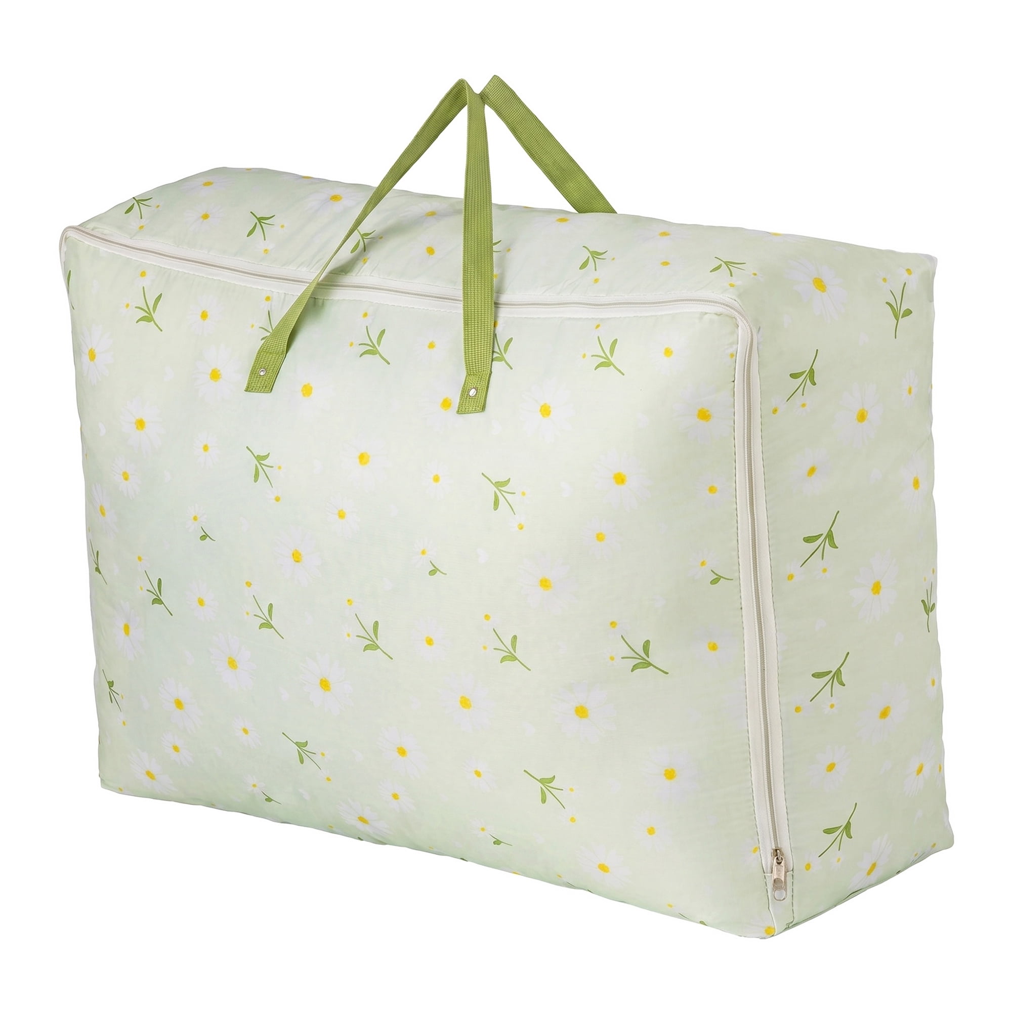 Unique Bargains Dustproof Floral Zipper Large Moving Bag Green 28.3" x 12.2" x 20.5"