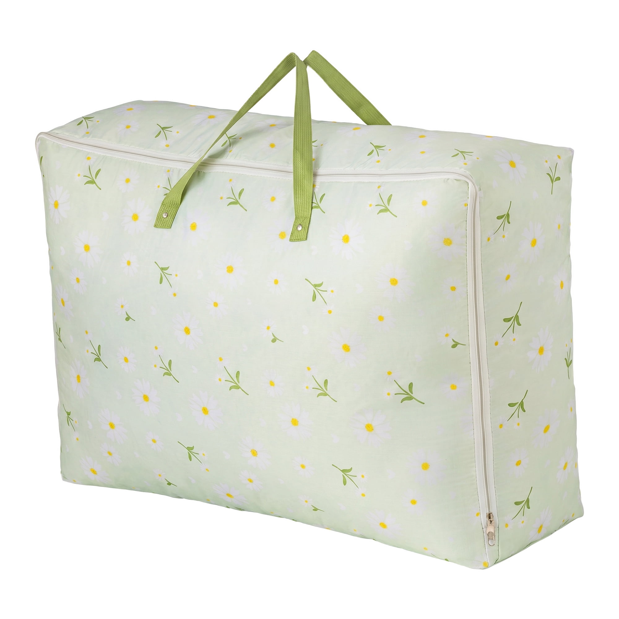 Unique Bargains Dustproof Floral Zipper Large Moving Bag Green 33.5" x 11.8" x 23.6"
